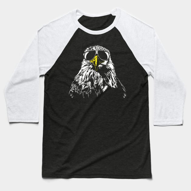 Funny Proud Bald Eagle with sunglasses Baseball T-Shirt by wilsigns